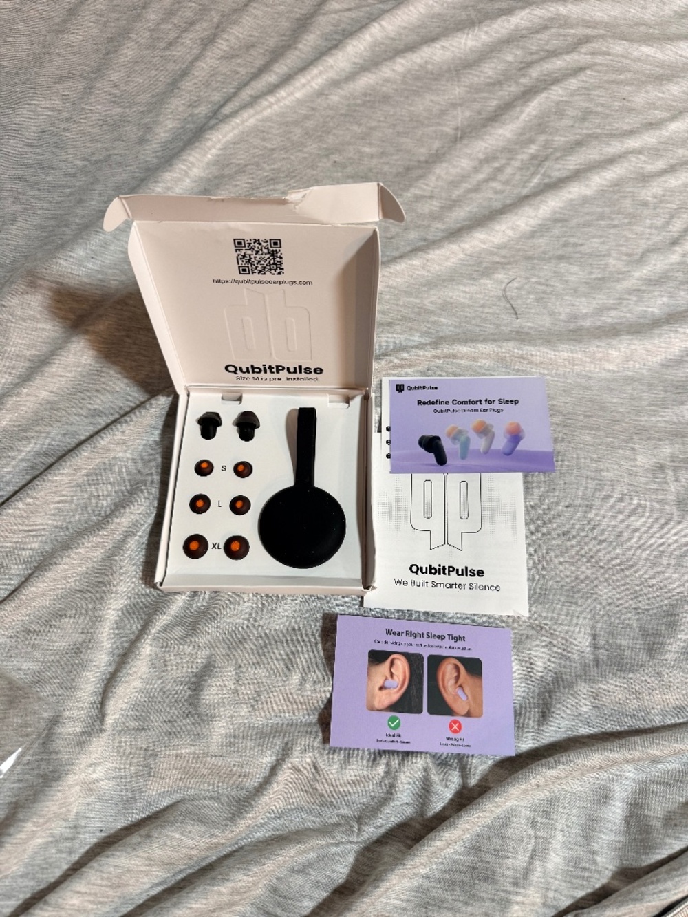 QubitPulse Dream Ear Plugs for Sleeping Side Sleepers Black New Open Box